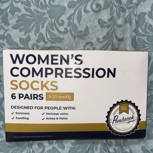 Pembrook Women's Compression Socks 6-Pack - White & Gold